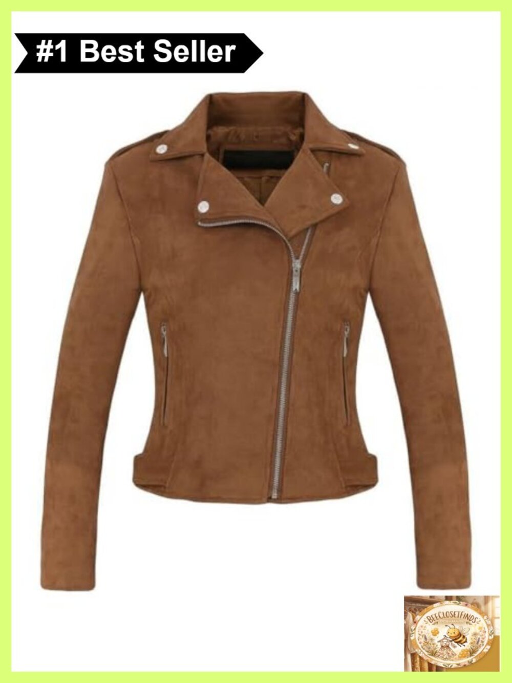 Faux Suede Leather Moto Biker Jacket Zip-Up Fringe Women's Casual Coat